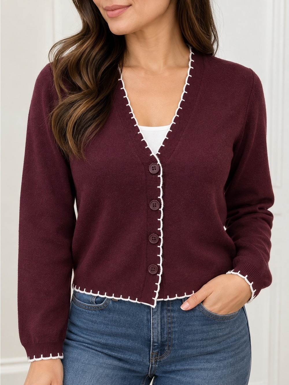 WILLOW & WIND WINE COLORED CARDIGAN Size Small. NWT